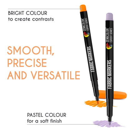 40 Fabric Markers Pens Set - Non Toxic, Indelible and Permanent Fabric Paint - Fine Point Tip Textile Marker Pen