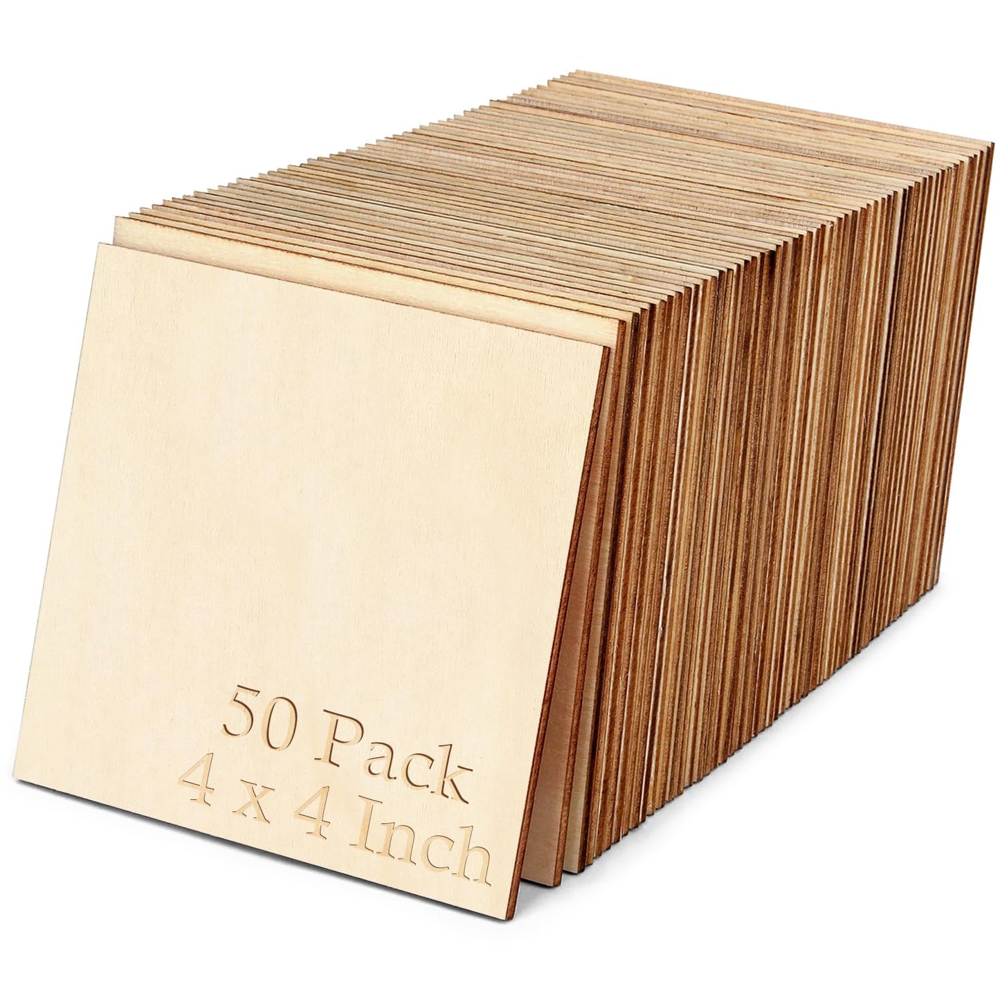 50PCS 4x4 Inch Wood Squares Unfinished Square Wood Pieces for Crafts,Painting, Writing, DIY Supplies, Engraving and Carving, Home Decorations (4x4 Inch 50Pcs)