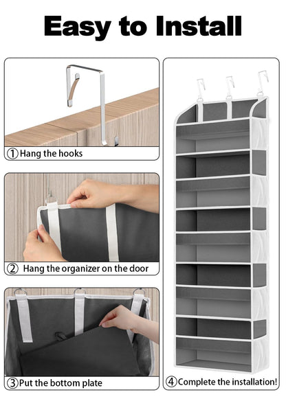 1 Pack Over The Door Organizer, Bathroom Organizers and Storage with 5 Pockets 10 Mesh Pockets, 50 lbs Weight Capacity Stuffed Animal Storage for Nursery Newborn Baby Essential