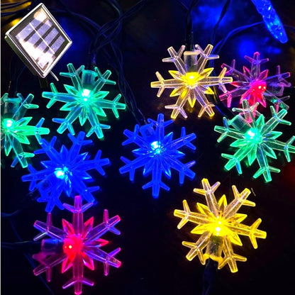 Solar Christmas Fairy String Lights 20 ft 30 LED 8 Modes Solar Snowflake Outdoor Waterproof Powered String Lights for Garden Patio Yard Home Christmas Tree Parties(Multicolor)