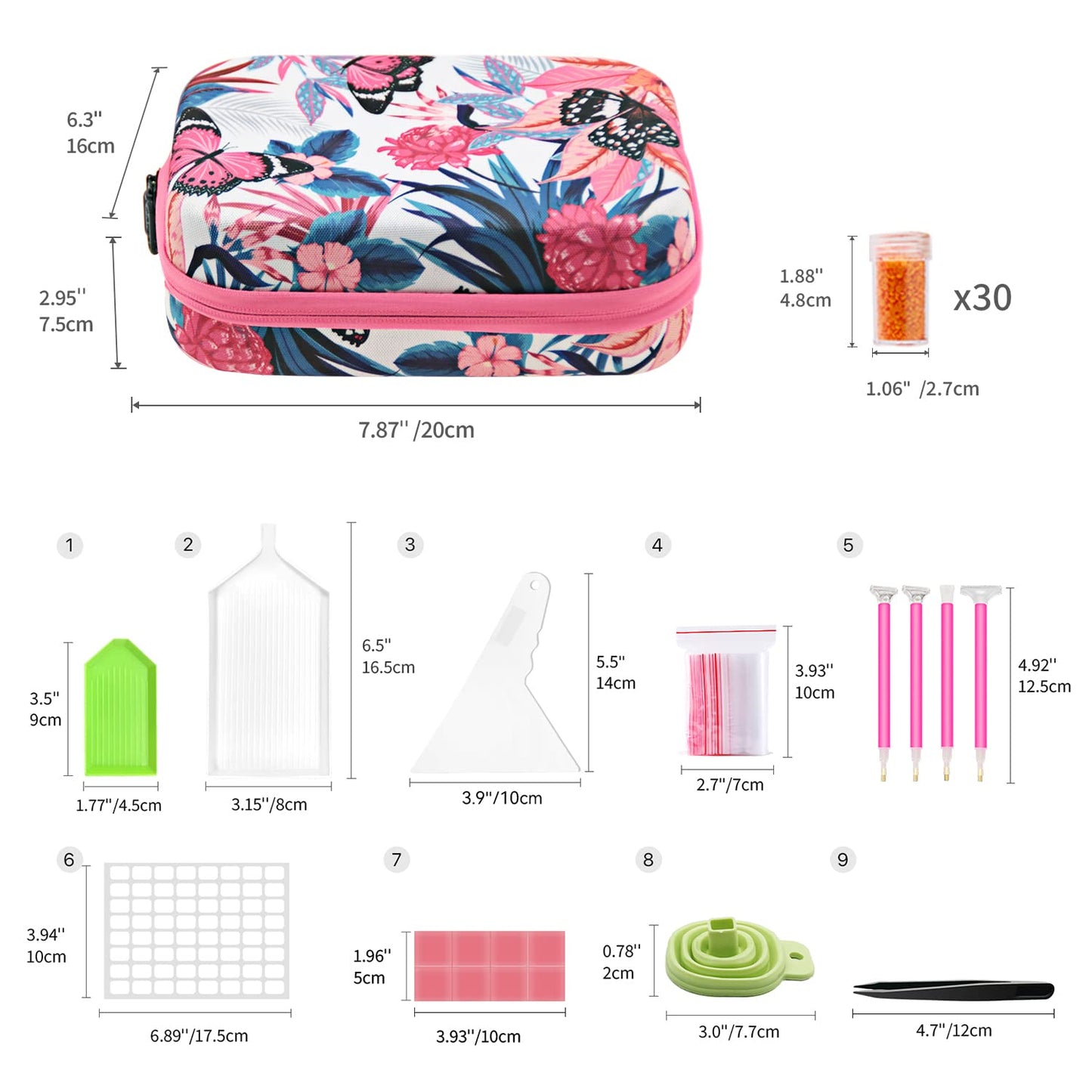 30 Slots Storage Container for Diamond Art Kits for Adults,Portable Bead Storage Boxes for Diamond Painting Accessories and Tools(Pink)