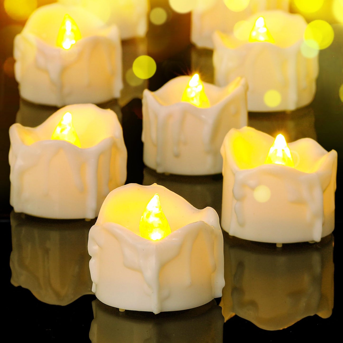 12 Pack Timer Tea Lights Candles Battery Operated, Flameless Flickering LED Timer Votive Tealight, Outdoor Flicker Electric Fake Candles Bulk for Christmas Halloween Pumpkin Light Decorations