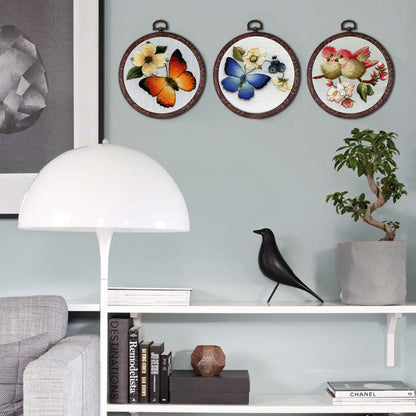 4 Pieces 6 Inch Round Embroidery Hoops Display Frame Circle, Cross Stitch Hoop Ring Imitated Wood Embroidery Kits for Art Craft Sewing and Christmas Ornaments