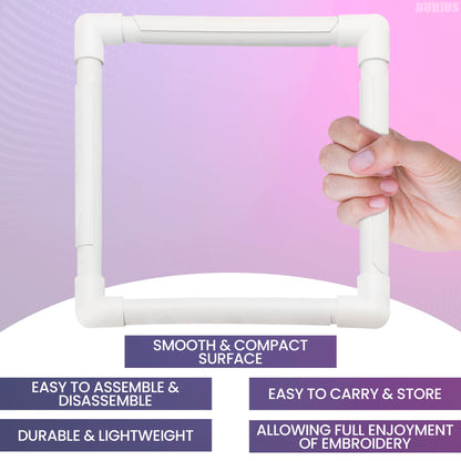 11 Inch Plastic Embroidery Hoop - Snap Needlework Frame White Plastic Sewing Hoops Hand Embroidery Hoops - Snap Needlework Frame Cross Stitch Frame Square Embroidery Hoop for Cross Stitching, Quilting