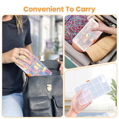 2PACK Extra Thick Bead Organizers, 15 Grid Mini Clear Plastic Storage Box Craft Containers for Nail jewelry rhinestones DIY Supply Case