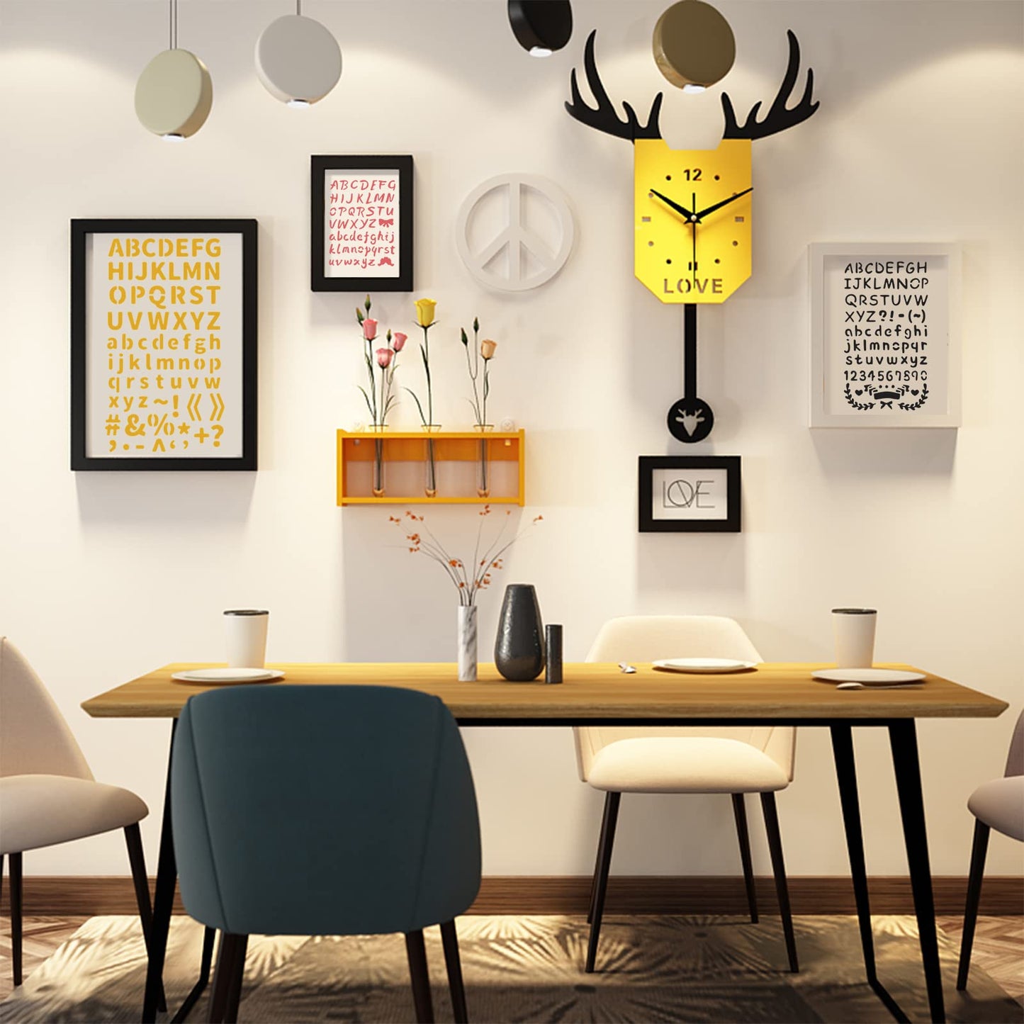 4PCS 4x7 Inch Metal Engraving Stencils Letter Number Metal Stencils for Wood Carving, Drawings and Woodburning, Engraving and Scrapbooking Project