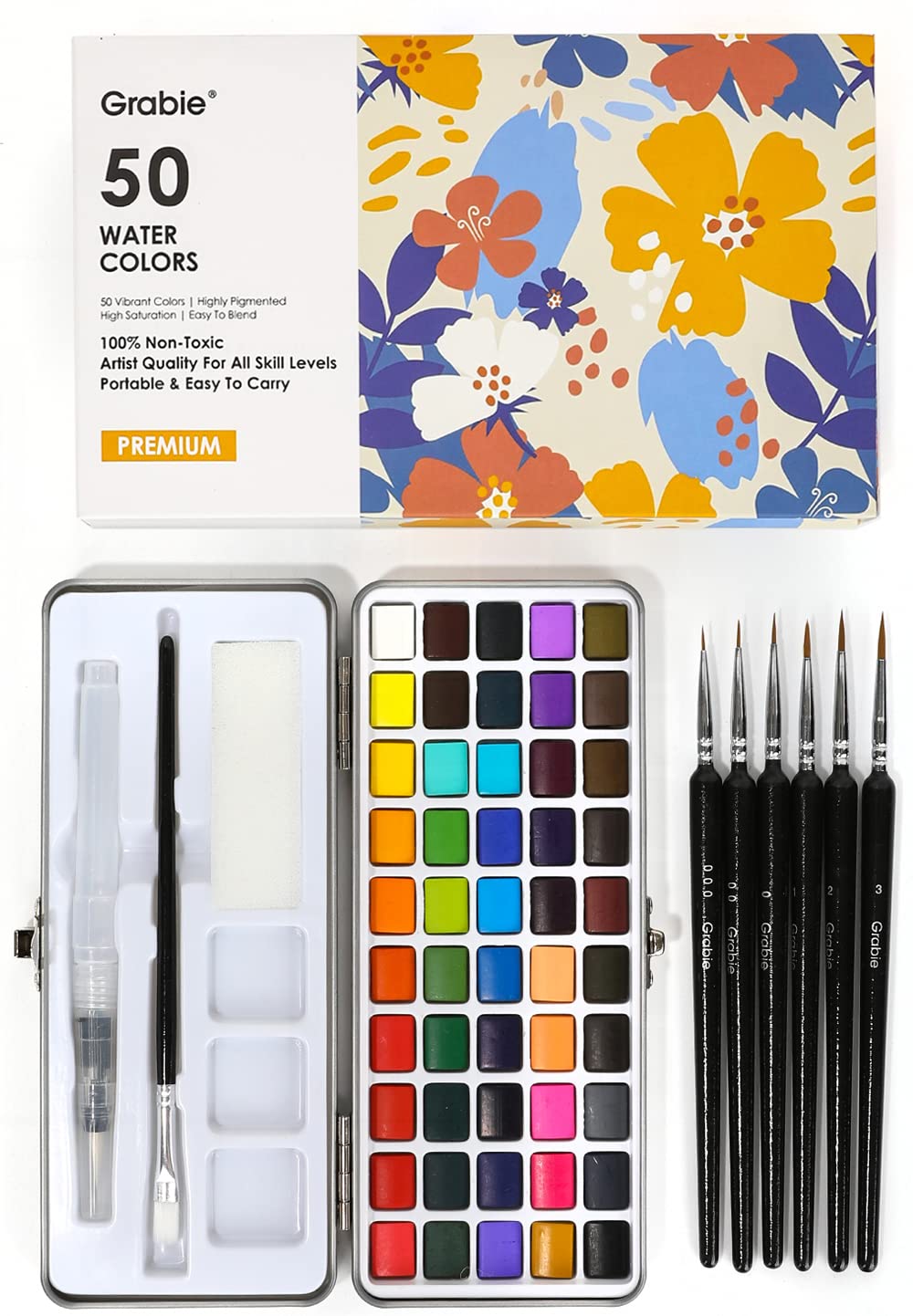 Watercolor Paint Set, Great for Painting, 50 Colors, Detail Paint Brush Included, Art Supplies, for Artists, Amateur Hobbyists and Painting Lovers