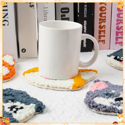 Puppy Punch Needle Coaster Kit - 6 Patterns Dog Punch Needle Embroidery Craft Kit, DIY Felting Coaster for Adults Beginners with Adhesive Yarns Fabric Felt Hoop Tools Instruction