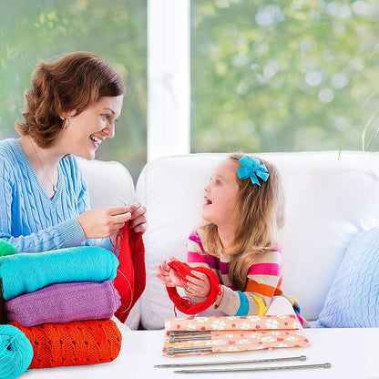 22 Pcs Knitting Needles Set, 14 Inches Stainless Steel Straight Single Pointed Knitting Needle Kit Metal Knitting Kit in Different Sizes 2.0mm to 8.0mm, with Gift Organizer Bag, 11 Pairs