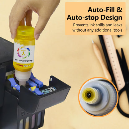 400ML Autofill Syringe-Free Sublimation Ink Compatible for ET-2400 ET-2720 ET-2760 ET-4800 ET-2850 ET-2800 ET-3850 ET-2803 ET-2750 ET-3760 ET-15000 (Anti-UV/ICC Free)