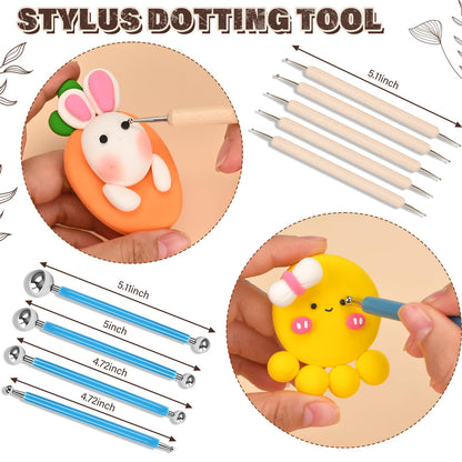Clay Tools Kit,28 PCS Pottery Tools, Polymer Clay Sculpting Tools Kit,Air Dry Clay Tools Set for Kids, Adults,Pottery Craft,Drawing,Dotting,Carving,Molding,Baking,Modeling,Shaping