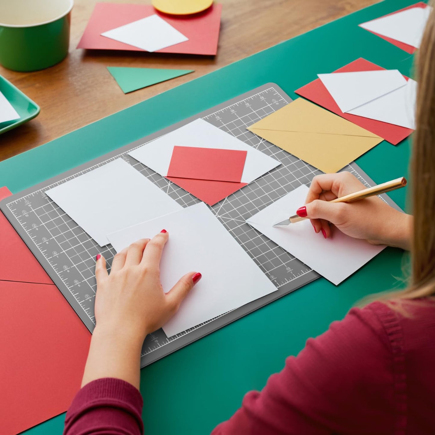 Self Healing Cutting Mat:18"x12" Double Sided 5-Ply Hobby Mat, A3 Rotary Cutting Sewing Mat for Crafts, Fabric,Sewing,Quilting,Scrapbooking,Projects,Grey/Black