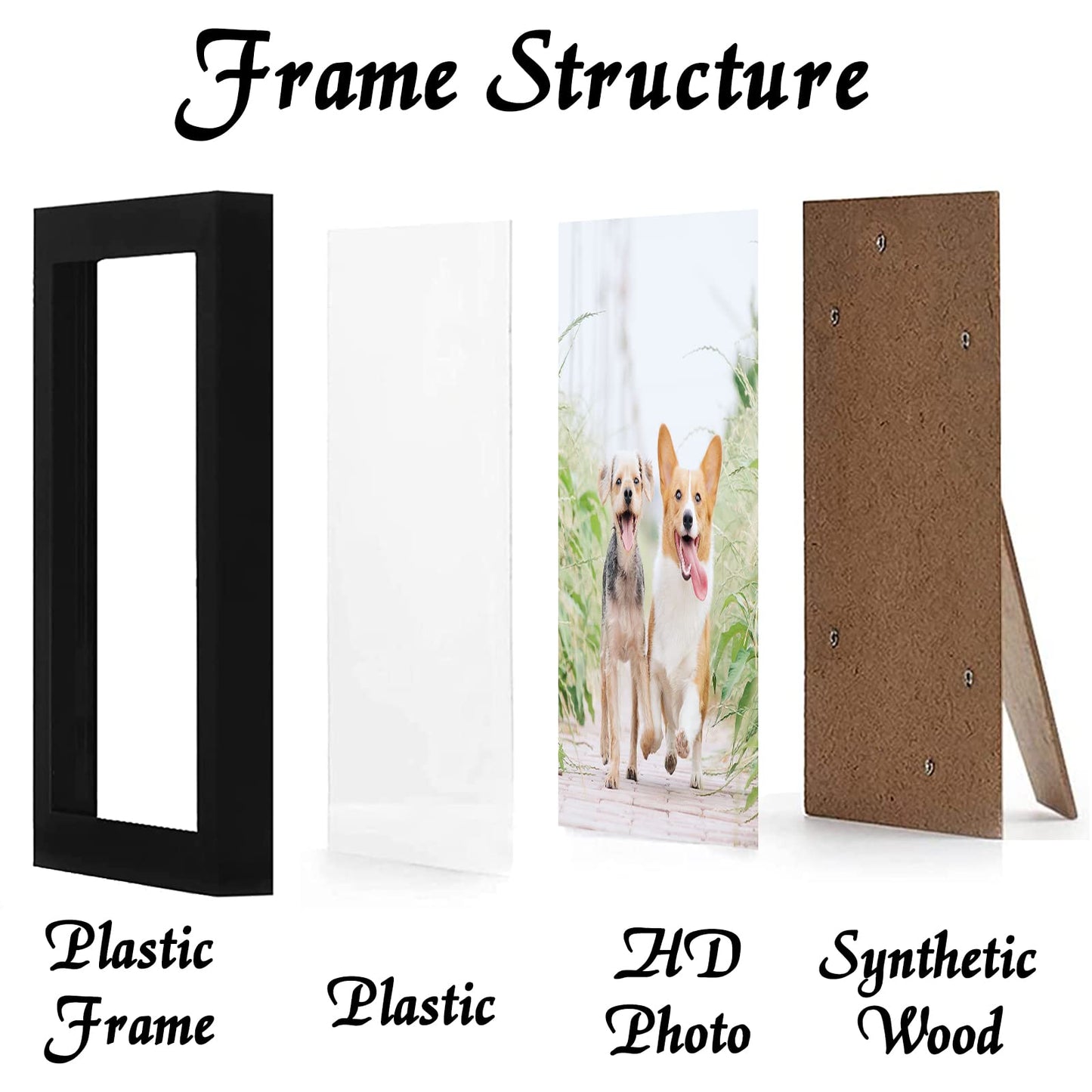 8.5x11 Picture Frame Set of 2, Black Photo Frames High Transparent Wall Gallery Desktop Horizontal Vertical for Canvas Collage Photo Poster Certificate 8.5 x 11 inches