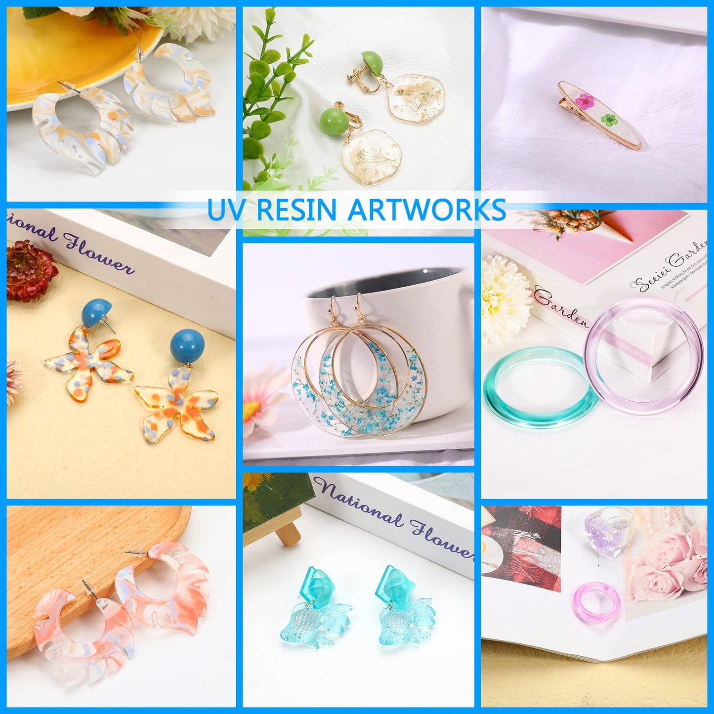 UV Resin 300g - Upgraded UV Resin Kit, Hard Type Crystal Clear Ultraviolet Curing UV Epoxy Resin for Craft Jewelry Making