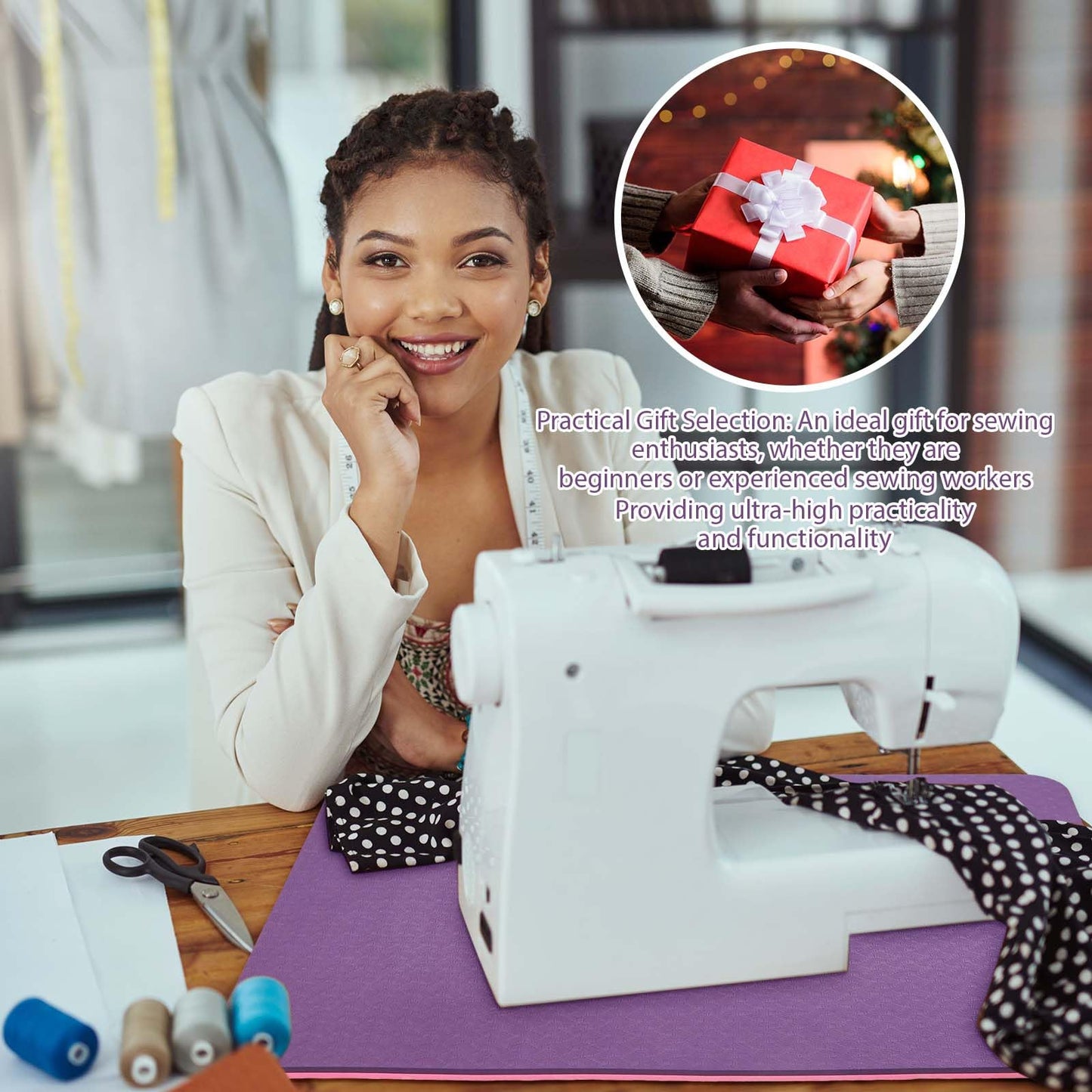 2 Pcs Sewing Machine Muffling Mat Pedal Sewing Mat Reduce Vibrations Noise No Slip Machine Accessories for Quilting(15" X 20" and 9" X 14",Pink Purple)