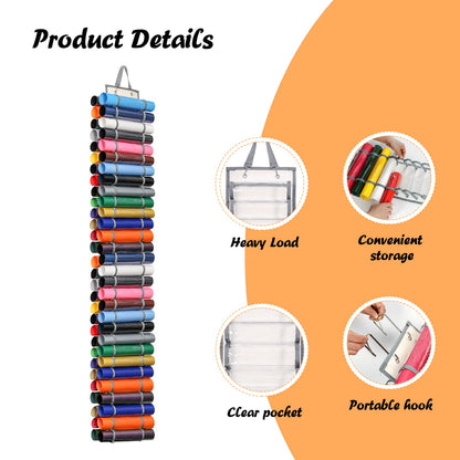 Vinyl Roll Holder with 60 Compartments and Keeper Door Hooks Strap, Clear Organizers Wall Mount for Home Craft Closet (Grey)