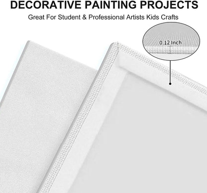 Canvases for Painting 8x10 Inch 12-Pack, 10 oz Primed 100% Cotton White Blank Canvas Boards for Painting, Art Supplies Paint Canvas Panels for Acrylic Oil Watercolor Tempera Paints