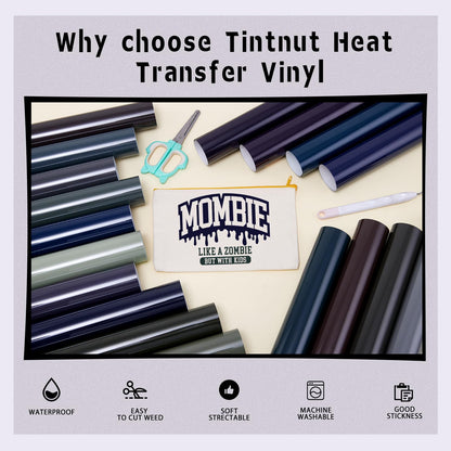 Black HTV Heat Transfer Vinyl - 18 Sheets 12" x 10" Dark Color Heat Transfer Vinyl for T-Shirts Navy Blue HTV Iron on Vinyl for T-Shirts Compatible with Cricut/Silhouette Cameo