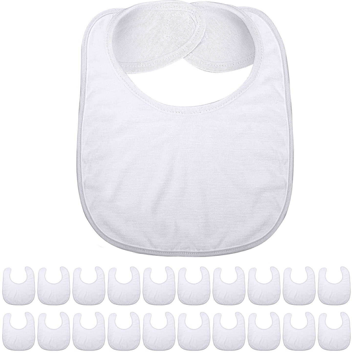 20 Pieces Sublimation Blanks White Bibs for Baby Decorating Washable Reusable Fabric Bibs (White)