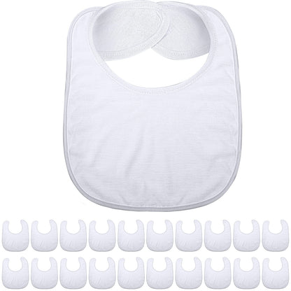 20 Pieces Sublimation Blanks White Bibs for Baby Decorating Washable Reusable Fabric Bibs (White)