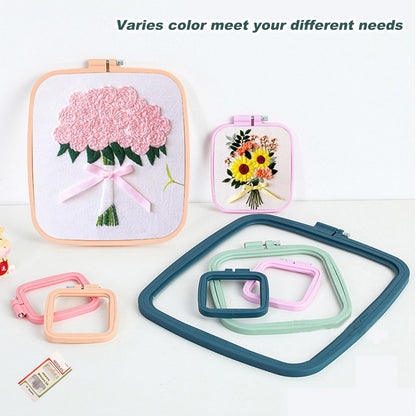Square Embroidery Hoops, Cross Stitch Hoop and ABS Plastic Embroidery Hoops for Sewing, Needlework, Cross Stitch, Embroidery Projects (3PCS-3", 4.3", 6.5")