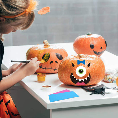 Foam Pumpkin Decorations Craft Kit,32 Pcs Halloween DIY Pumpkin Face Stickers for Kids Halloween Party Decoration 2 Pack