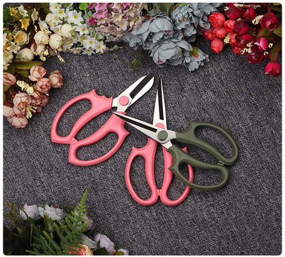 Flower Scissors, Premium Thickened Stainless Steel Floral Shears, Strong Pruner for Flowers, Branches and Leaves (Grey Green Slender)