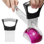 Onion Holder for Slicing, Onion Cutter Vegetable Chopper, Stainless Steel Tomato Slicer Vegetable Cutter for Potato, Avocados, Eggs, Food Slicer Assistant Tool for Fruit Lemon and Meat