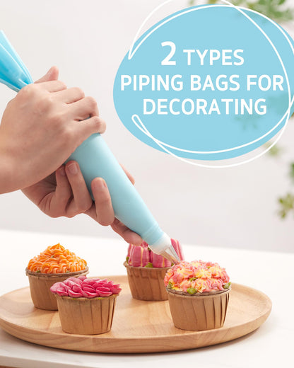 65 PCs Cake Decorating Kit with Cake Stand Turntable, Cake Baking Supplies 30+1 Piping Bags, 24 Piping Tips, Offset & Straight Spatulas, 3 Scrapers, Leveler, 2 Couplers & 1 Tips Brush