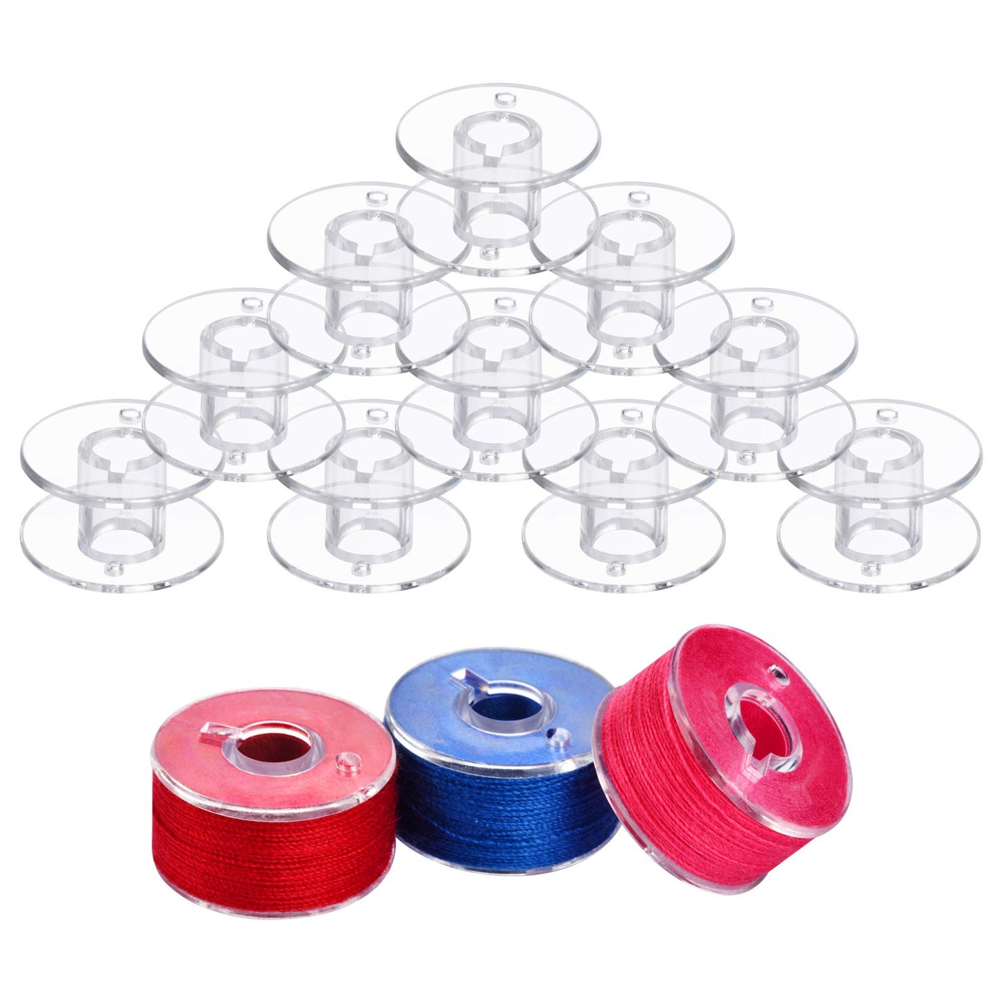 25 Pcs Bobbins for Sewing Machine, Sa156 Bobbins, Bobbins Class 15, Sewing Accessories, Plastic Bobbin with Case(1 Box)