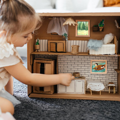 6Pcs 1/12 Wood Dollhouse Furniture Unfinished Mini Photo Frame Artificial Miniature Scene Model DIY Wall Art Painting Toys for Nursery Room Photo Props