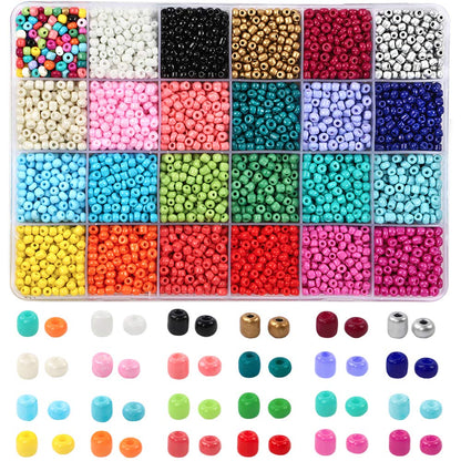 7200pcs Seed Beads for Friendship Bracelet Kit, 4mm Glass Bracelet Kit and 300pcs Letter Beads for Jewelry Making, Necklaces, Craft Gifts