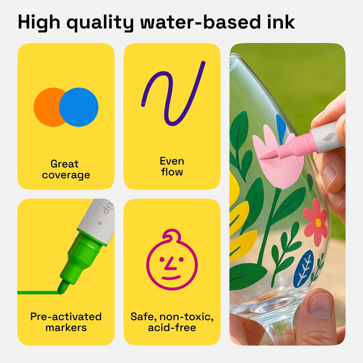 Dual Tip Acrylic Paint Markers - Easy for All Ages & Levels Acrylic Paint Pens for Fabric, Rocks, Paper, Wood, Canvas, Glass, DIY (Dual Tip Brush + Fine, 36)