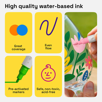 Dual Tip Acrylic Paint Markers - Easy for All Ages & Levels Acrylic Paint Pens for Fabric, Rocks, Paper, Wood, Canvas, Glass, DIY (Dual Tip Brush + Fine, 36)