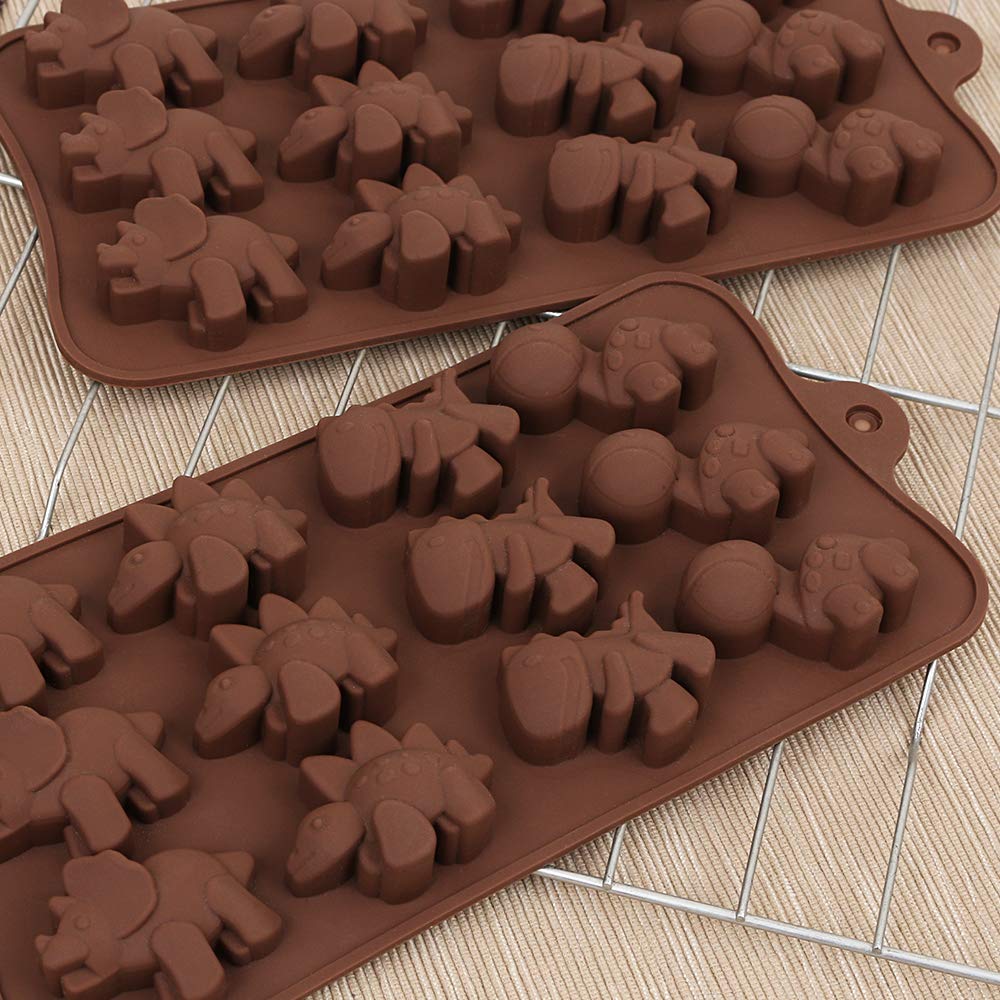 12-Cavity Dinosaur Chocolate Mold, Set of 4PCS Non Stick Silicone Dinosaur Mold for Candy Chocolate Jelly, Ice Cube