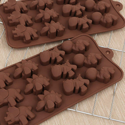 12-Cavity Dinosaur Chocolate Mold, Set of 4PCS Non Stick Silicone Dinosaur Mold for Candy Chocolate Jelly, Ice Cube