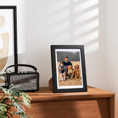 4x6 Picture Frame Set of 5, Black Frames Display Photo 3.5x5 with Mat or 4x6 without, Gallery Wall Frame Set, Wall or Tabletop Display (Black)