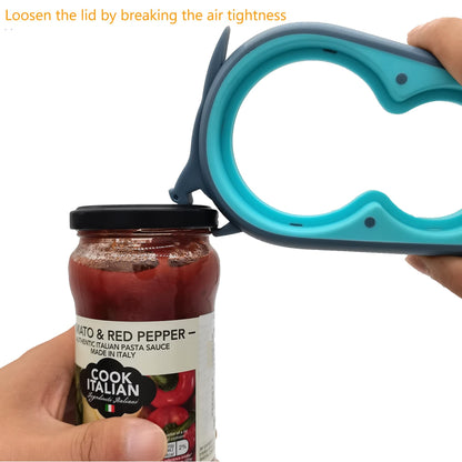 Jar Opener Bottle Opener and Can Opener for Weak hands, Seniors with Arthritis and Anyone with Low Strength, Mutil Jar Opener Get Lids Off Easily (Blue and Grey)