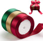3 Rolls Christmas Ribbon 1 Inch X 50 Yards Red and Green Satin Ribbon Double Faced Polyester Holiday Ribbons for Gift Wrapping Wedding Decor