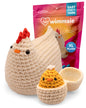 Crochet Animal Kit for Beginners - Easy Beginner Crochet Kit for Kids - Amigurumi Chicken Chick & Egg - 3 Kawaii Stuffed Animals - Cute DIY Yarn Plush