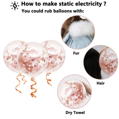 Rose Gold Balloons, 60PCS 12inch Rose Gold White Champagne Latex Balloon Confetti Balloons with Ribbon for Wedding, Baby Shower, Birthday, Engagement, Bridal Shower, Princess Party