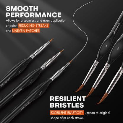 10 pcs Miniature Brushes for Fine Detailing & Art Painting - Acrylic, Watercolor, Oil, Models