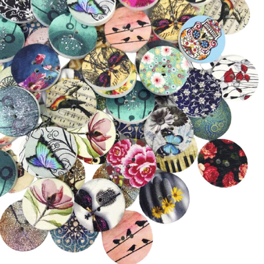 400 Pcs Wooden Buttons - Many Styles Decorative, Cute 3D Buttons for DIY Sewing (20mm, 15mm, 25mm)