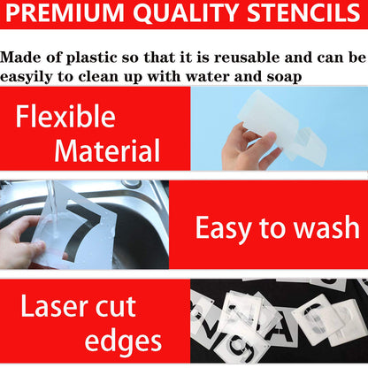 4 Inch Letter Stencils and Numbers, 36 Pcs Alphabet Art Craft Stencil, Reusable Plastic Templates for Wood, Wall, Fabric, Rock, Signage (4 Inch)