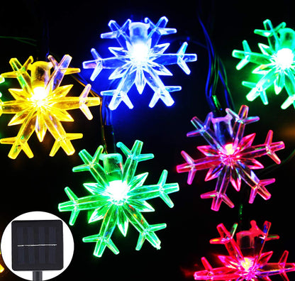 Solar Christmas Fairy String Lights 20 ft 30 LED 8 Modes Solar Snowflake Outdoor Waterproof Powered String Lights for Garden Patio Yard Home Christmas Tree Parties(Multicolor)