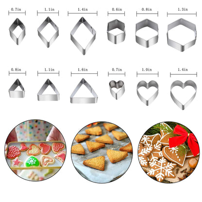 Mini Cookie Cutter Set - 30 Stainless Steel Shapes: Star, Flower, Heart, Geometric - For Pastry Dough, Pie Crust & Fondant
