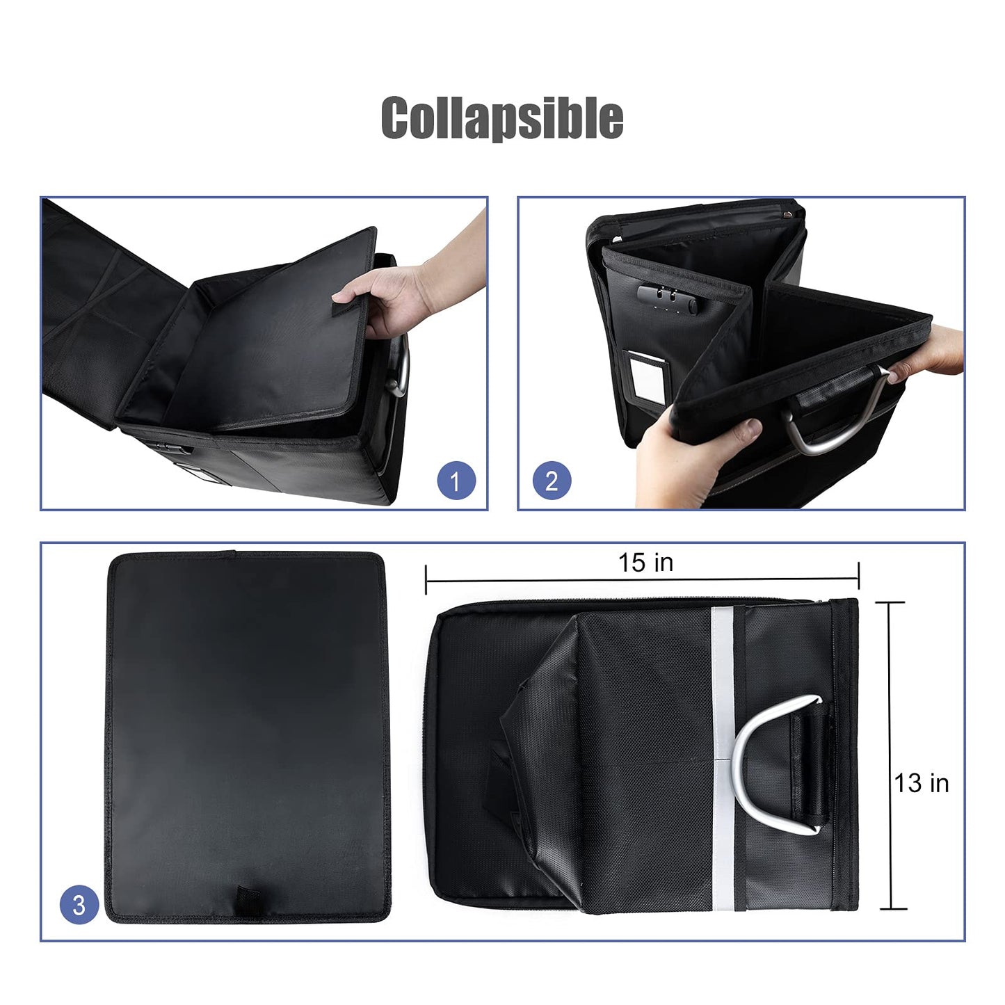 Fireproof Document File Organizer Box, Fireproof Safe Box with Lock, Portable Office Storage Cabinet for Hanging Letter/Legal Folder 16.1 x 12.9 x 11in