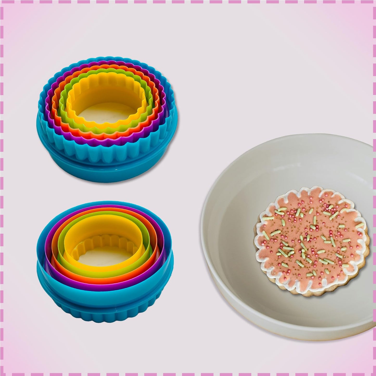 Cookie Cutter Set - 6 PCS Perfect for Baking Unique Flower, Round, and Circle Cookies