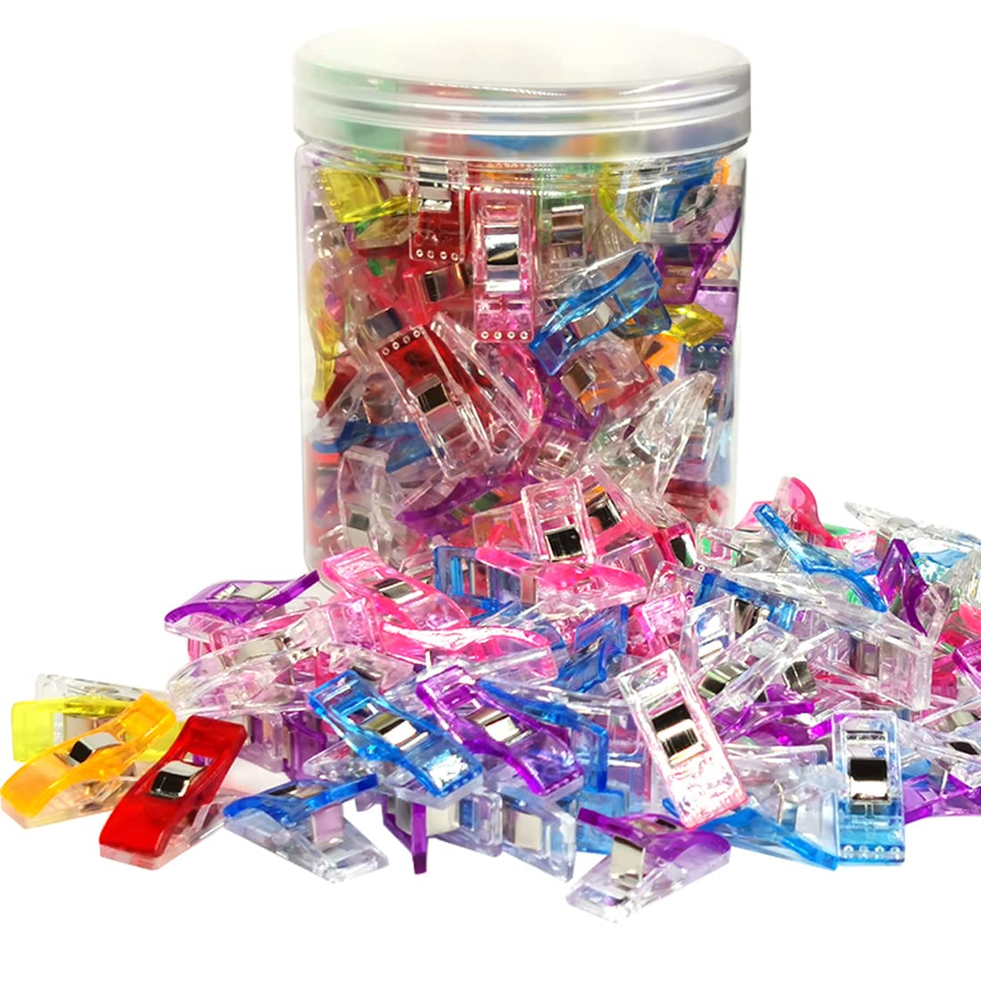 Sewing Clips, 120 Pcs with Plastic Jar, Fabric Clips, Premium Quilting Clips for Supplies Crafting Tools,Plastic Clips for Crafts,Sew Clips,Sewing Notions