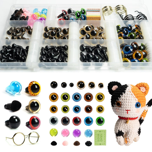 266 PCS Safety Eyes for Crocheting, Crochet Safety Eyes and Noses for Amigurumi Crochet Animals Craft Doll Eye Glasses